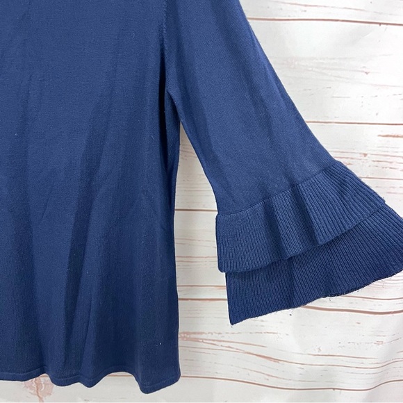 Lilly Pulitzer Navy Blue Clare Ruffle Belle Sleeve Super Soft Sweater - Picture 4 of 6